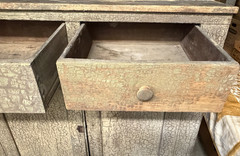 Primitive Jelly Cabinet / Cupboard 44″ x 47.5″ Original Grey/Green Paint