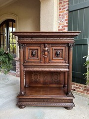 Antique French Cabinet Wine Liquor Greek Key Walnut Regency Sideboard c1890