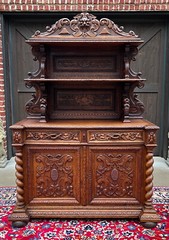 Antique French Buffet Server Sideboard Buffet Barley Twist Honey Oak 3-Tier 19C