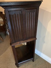 Antique Carved Wood French Gothic Oak Music Cabinet