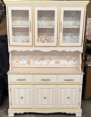 Heirloom Rose China Cabinet |Blush Pink Hutch Rose Gold Lighted Display Cabinet