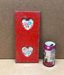 VTG 5×11 Multi Double Heart 3″ Photo Tin Ceiling Metal Picture Frame Old 672-26B