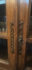 Vintage 20th Century French Provincial Hutch Cabinet With Glass Windows