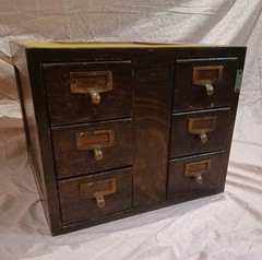 ANTIQUE U.S.P.O DEPT CARD CATALOG INDEX FILE 6 DRAWER CABINET. TIGER OAK