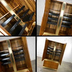 Vintage Modern Rosewood & Brass Plate Wardrobe Milo Baughman for Thayer Coggin