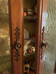 Vintage Wood China Cabinet Hutch With Shelves And Drawers