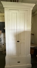 Tall Antique Painted Heart Pine Cupboard Cabinet Bead Board