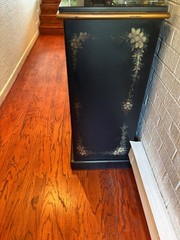 Black with Black Marble Top Oriental Bar Cabinet 17D”x45Wx42H. Plenty of storage