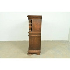 Antique Danish Renaissance Revival Carved Oak Bar Cabinet, Circa 1890s