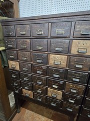 35 Drawer Catalog Bin Cabinet w/ Brass Hardware 47″ x 67″ x 18″ GS00878
