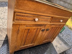 antique Paint decorated dry sink step back cupboard folk art pa 1860 primitive