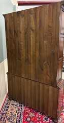 Antique English Large Bookcase Bookshelf Cabinet Double Door Glass Oak c. 1910s