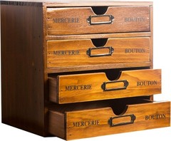 Stackable Apothecary Cabinet 4 Drawer Desk Organizer – Vintage Library Card C…