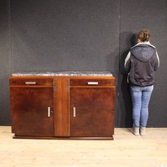 French sideboard Art Deco furniture commode in wood marble top 20th century