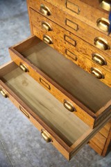 Antique apothecary Map Cabinet Flat File Wood drawer Brass Pulls industrial VTG