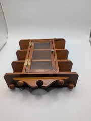 Small Vintage Wooden Curio Wall Mount Knik Knak Cabinet With Door