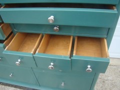 Antique Art Deco 18 Drawer Wood Medical Dental Cabinet by American Cabinet Co