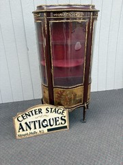 67000 Louis XV Bow Glass Curio China Cabinet with Bronze Ormalu