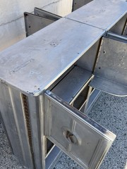 Antique Art Deco Steel Metal Dual Sided Dental Medical Cabinets Bar – a Pair