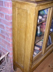Antique 19th Century Grain Painted Country 2 sliding door Cabinet Chest Bookcase