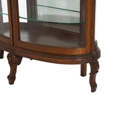 Antique RJ Horner School Carved Oak & Curved Glass China Cabinet C1910