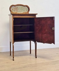 Antique Sheet Music Cabinet W/ Mirror-Victorian Solid Wood Record Storage Table