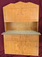 Mid Century Vintage Childs Play Kitchen China Cupboard Hutch Handmade Adorable!