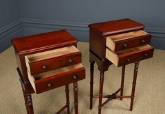 Antique English Victorian Small Pair Mahogany Bedsides Locker Tables Nightstands