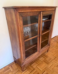 Antique French Walnut Vitrine Display Cabinet