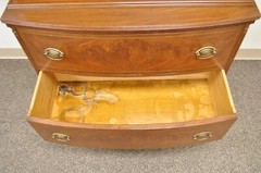 Antique Federal Style Mahogany China Display Cabinet with Stained Glass Doors
