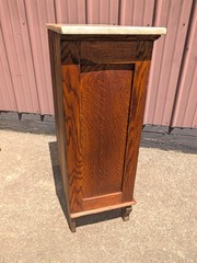 Antique Marble Top Barbers Cabinet Quarter Sawn Oak 1900s Era