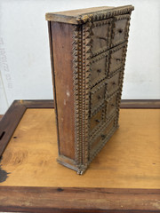 Antique Tramp Art Hanging Spice Cabinet Apothecary Collectors 10 Drawers