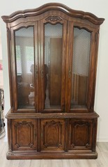 Vintage Drexel Brand bow-front china cabinet