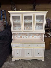 Heirloom Rose China Cabinet |Blush Pink Hutch Rose Gold Lighted Display Cabinet