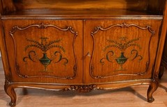 1910s Antique PAIR of French Louis XV Satinwood cabinets / Credenzas / Bookcases