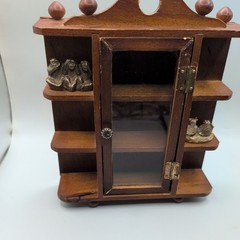 Small Vintage Wooden Curio Wall Mount Knik Knak Cabinet With Door