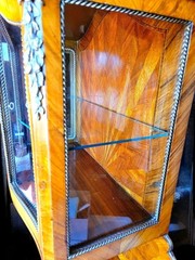 19century Louis XV Marquetry, Parquetry & Gold Gilded Bronze two tiered Cabinet