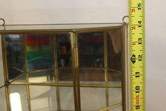 Vintage 3-Tier Brass Glass Mirrored Curio Cabinet Hanging Tabletop Display 14×10