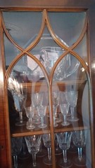 Vintage Georgian Style Mahogany Breakfront China Cabinet w/Hidden Secetary