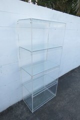 Mid Century Lucite and Glass Etagere Open Shelf Display Cabinet 5130