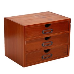 Stackable Apothecary Cabinet 3 Drawer Desk Organizer Vintage Library