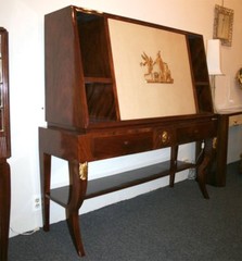Mahogany Secretary Bookcase Vitrine, Italy, 1940