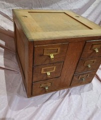 ANTIQUE U.S.P.O DEPT CARD CATALOG INDEX FILE 6 DRAWER CABINET. TIGER OAK