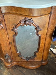 Antique Rosewood Victorian Cabinet Mirror Server Sideboard Carved 1860
