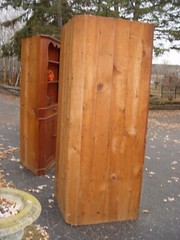 1930s – 40s Country Pine Corner Cabinet Pair, Hand Made