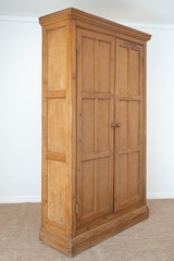 Antique English Pine Cupboard Armoire Cabinet Wardrobe Pantry Linen Victorian