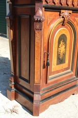 Spectacular Walnut Victorian Credenza Cabinet with Fabulous Marquetry Inlay