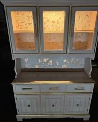 Heirloom Rose China Cabinet |Blush Pink Hutch Rose Gold Lighted Display Cabinet