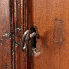 Ancient Cupboard Double Étagère Early XVII Century Walnut Paneled Doors