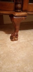Antique Claw Feet Oak Carved China Closet, Oak Display Cabinet #21649A